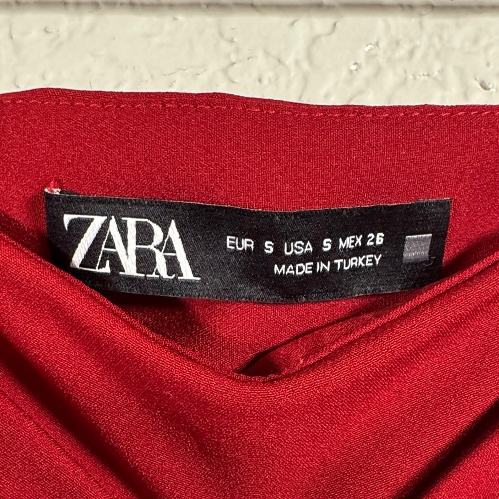 Zara Red Women's Skort with Tie Waist Sz Small - Picture 2 of 6